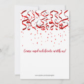 赤いリボンと紙吹雪40歳の誕生日パーティー 招待状 (裏面)