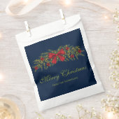 赤いリボンと飾りのクリスマスガーランド フェイバーバッグ (クリップ留めされた状態)