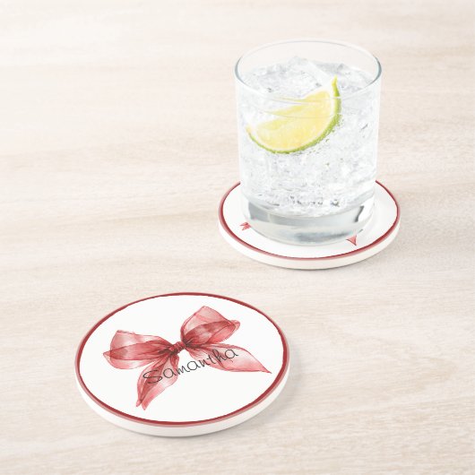 赤いリボンのふちどり コースター (側面)