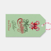 赤いリボンのキャンディケーン メリークリスマス ギフトタグ (正面(横))
