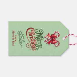 赤いリボンのキャンディケーン メリークリスマス ギフトタグ