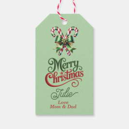 赤いリボンのキャンディケーン メリークリスマス ギフトタグ