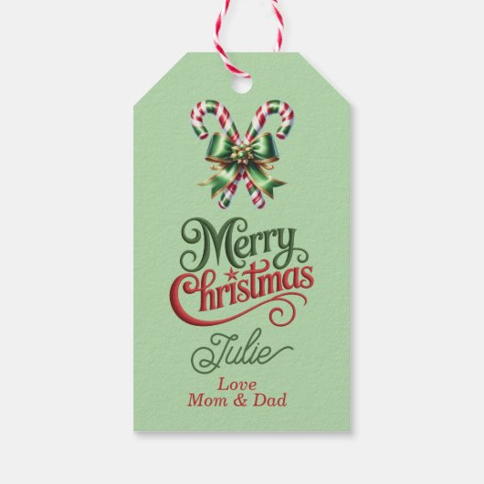 赤いリボンのキャンディケーン メリークリスマス ギフトタグ (裏面)