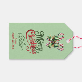 赤いリボンのキャンディケーン メリークリスマス ギフトタグ
