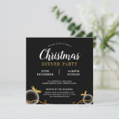 赤いリボンのクリスマスオーナメント　ディナーパーティー 招待状 (スタンド正面)