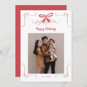 赤いリボンのクリスマスカード 手描きデザイン シーズンカード (正面/裏面)