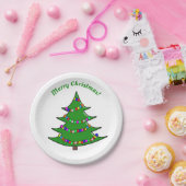 赤いリボンのクリスマスツリーの紙皿 ペーパープレート (パーティー)