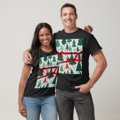 赤いリボンのクリスマスツリーパターン Tシャツ (ユニセックス)