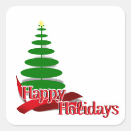 赤いリボンのクリスマスツリー スクエアシール