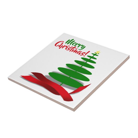 赤いリボンのクリスマスツリー タイル (側面)