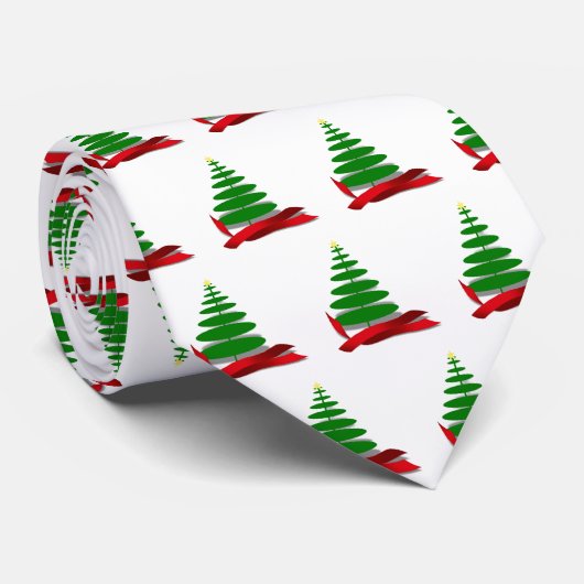 赤いリボンのクリスマスツリー ネクタイ (ロール)