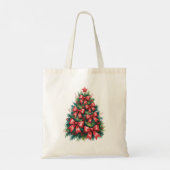 赤いリボンのクリスマスツリー  ホリデー フェスティブ トートバッグ (裏面)