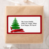 赤いリボンのクリスマスツリー ラベル (インサイチュ)