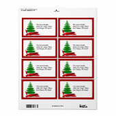 赤いリボンのクリスマスツリー ラベル (フルシート)