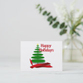 赤いリボンのクリスマスツリー 名刺 (スタンド正面)