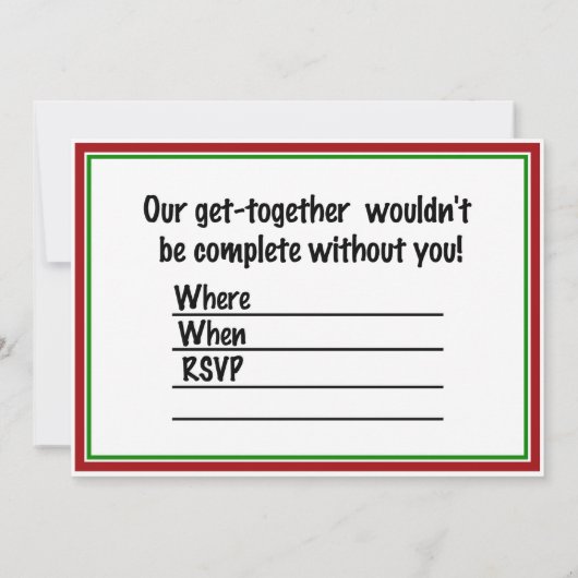 赤いリボンのクリスマスツリー 招待状 (裏面)