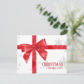 赤いリボンのクリスマスパーティーの招待状 招待状 (スタンド正面)