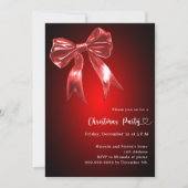 赤いリボンのクリスマスパーティー 招待状 (正面)