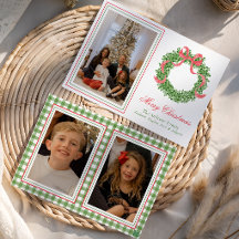 赤いリボンのクリスマスボックスウッドリースの写真