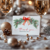 赤いリボンのクリスマス折りたたみ式感謝カード サンキューカード