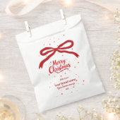 赤いリボンのクリスマス ビジネス ギフト タグ フェイバーバッグ (クリップ留めされた状態)