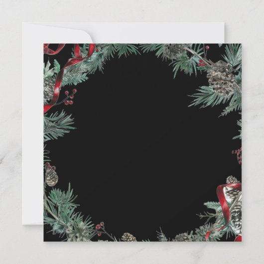 赤いリボンのグリーンリース スクエア オープンハウス 招待状 (裏面)