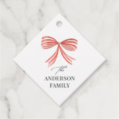 赤いリボンのスクリプトファミリーホリデー フェイバータグ (正面)