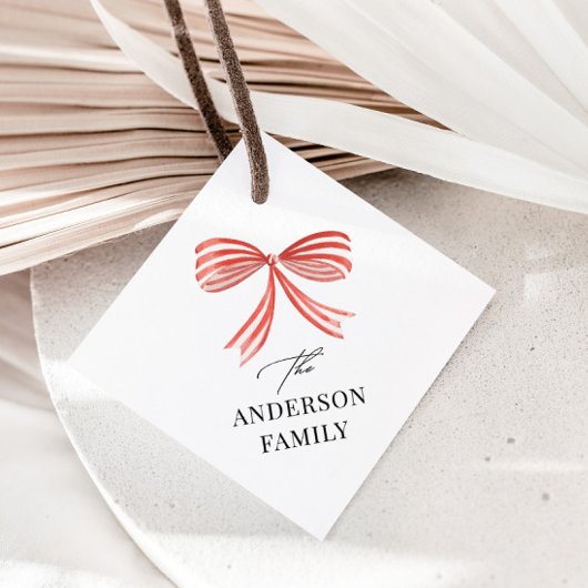 赤いリボンのスクリプトファミリーホリデー フェイバータグ