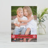 赤いリボンのスノーフレーククリスマスカード シーズンカード (スタンド正面)