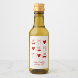 赤いリボンのチェリー スイート ブライズメイド パーティーの景品 ワインラベル