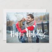 赤いリボンのハッピーホリデー フォトカード シーズンカード (正面)