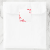 赤いリボンのハート愛 スクエアシール (バッグ)