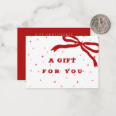 赤いリボンのビジネス用クリスマスギフト券 ノートカード (正面/裏面インサイチュ)