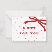 赤いリボンのビジネス用クリスマスギフト券 ノートカード (正面)