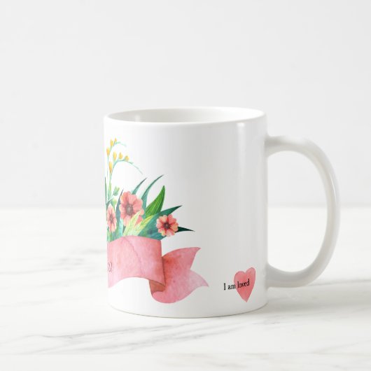 赤いリボンのフラワーマグ コーヒーマグカップ (右)