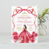 赤いリボンのフレームのプリンセス 金色のクラウンの少女 キンセアニエラ 招待状 (スタンド正面)