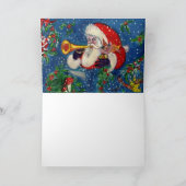 赤いリボンのモノグラムの手紙/サンタクロース シーズンカード (内部)