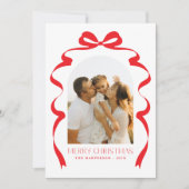 赤いリボンの写真 メリークリスマス アーチ シーズンカード (正面)