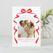 赤いリボンの写真 メリークリスマス アーチ シーズンカード (スタンド正面)