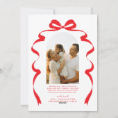 赤いリボンの写真 メリークリスマス アーチ シーズンカード (裏面)