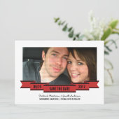 赤いリボンの写真Save the Date招待状 セーブザデート (スタンド正面)