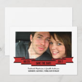 赤いリボンの写真Save the Date招待状 セーブザデート (正面/裏面)