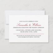 赤いリボンの冬の結婚式の披露宴 招待状 (裏面)