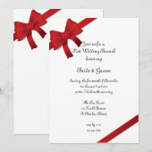 赤いリボンの冬の結婚式後ブライドシャワーの招待状 招待状 (正面/裏面)