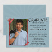 赤いリボンの卒業クラスの招待状 招待状 (正面/裏面)