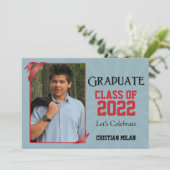 赤いリボンの卒業クラスの招待状 招待状 (スタンド正面)