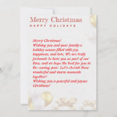 赤いリボンの喜びと家族のクリスマスカード 招待状 (裏面)