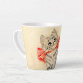 赤いリボンの子猫 カフェラテマグ (左アングル)