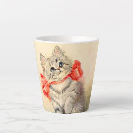 赤いリボンの子猫 カフェラテマグ (正面)