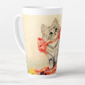 赤いリボンの子猫 カフェラテマグ (左アングル)